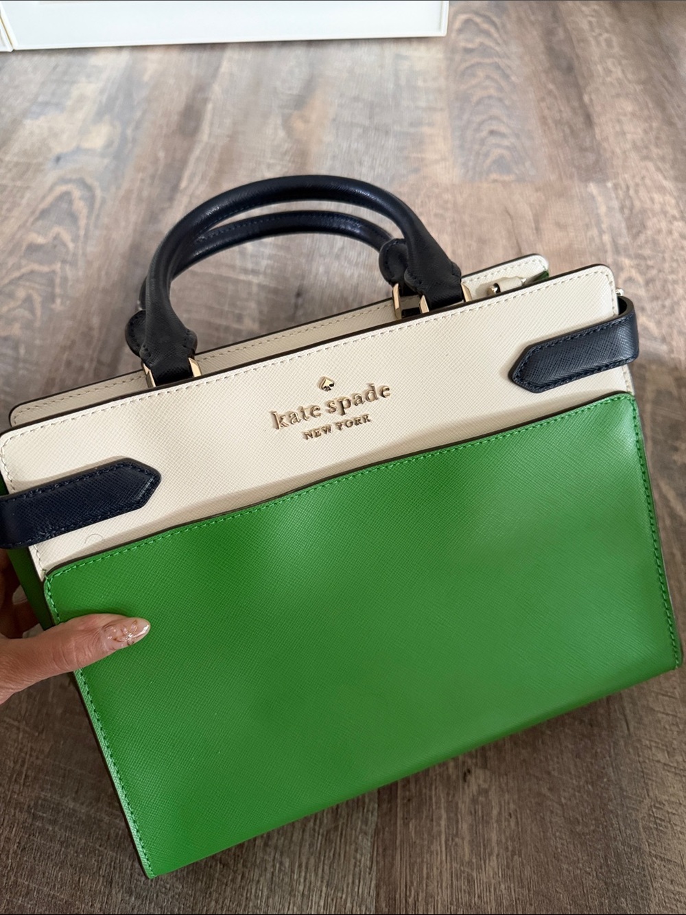 kate spade Green, Cream & Black Leather Satchel